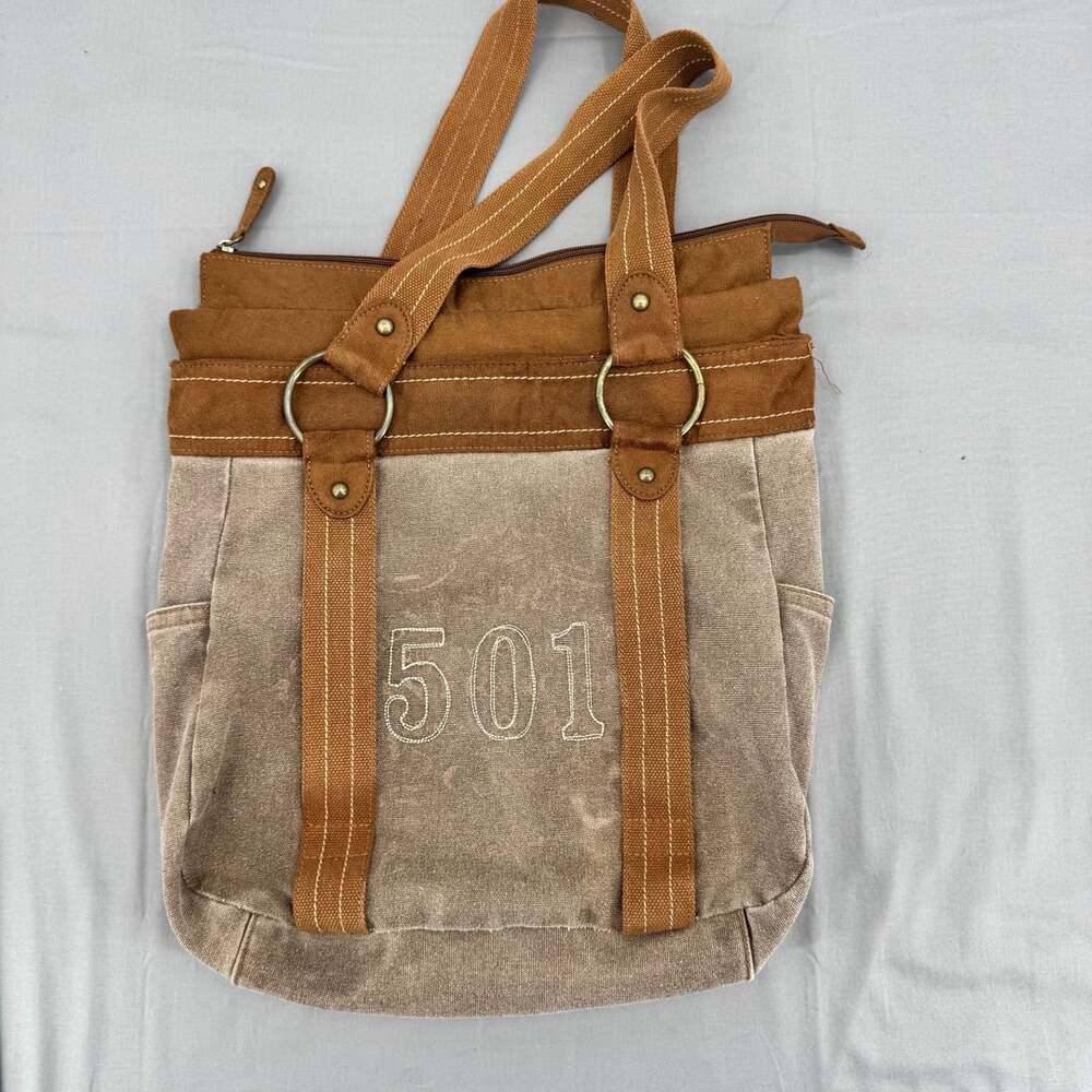 Y2K Levi's 501 Canvas Tote Bag Brown Shoulder Bag Purse